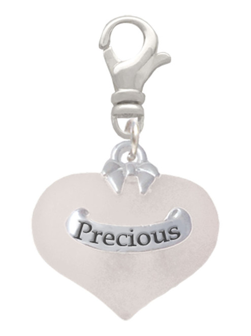 Precious White Heart with Baby Feet Clip On Charm