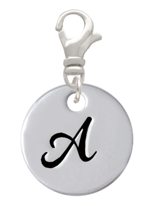 Large Script Letter - A - 3/4'' Disc - Clip On Charm
