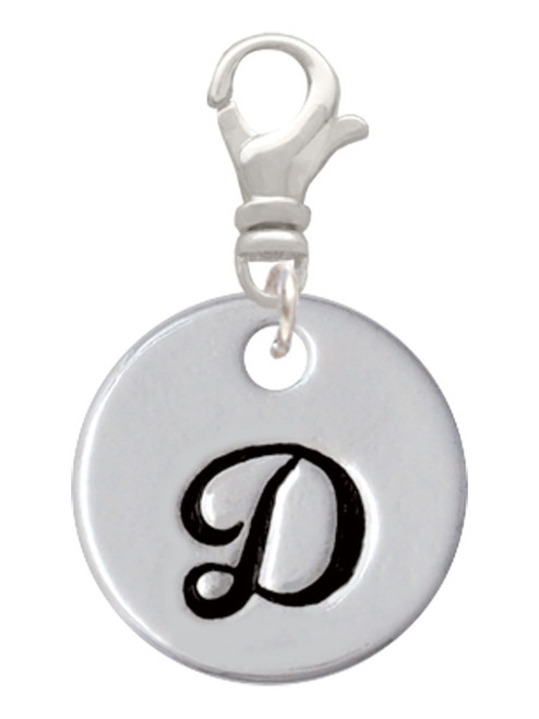 Large Script Letter - D - 3/4'' Disc - Clip On Charm