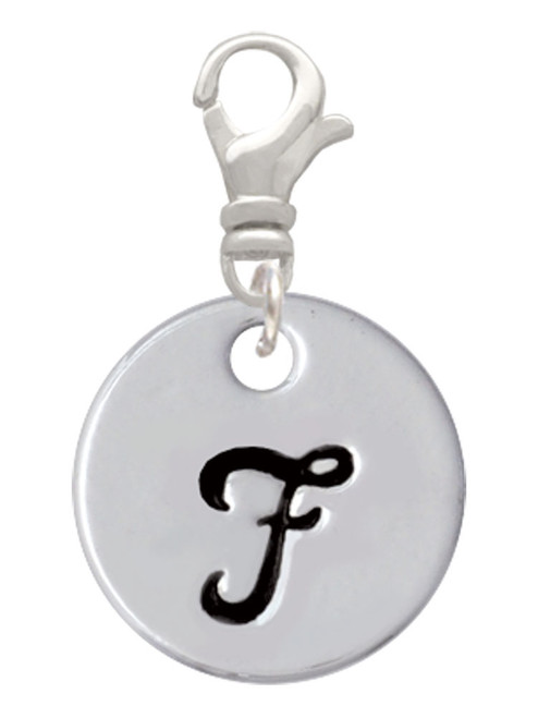 Large Script Letter - F - 3/4'' Disc - Clip On Charm