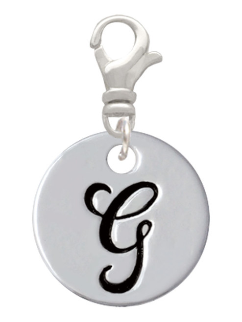Large Script Letter - G - 3/4'' Disc - Clip On Charm