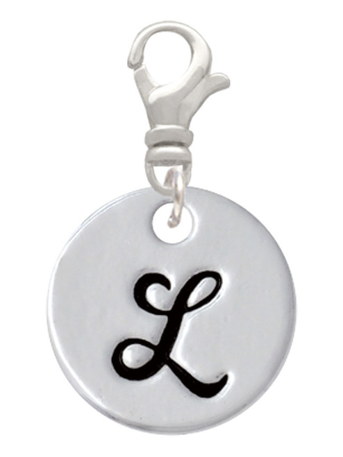 Large Script Letter - L - 3/4'' Disc - Clip On Charm