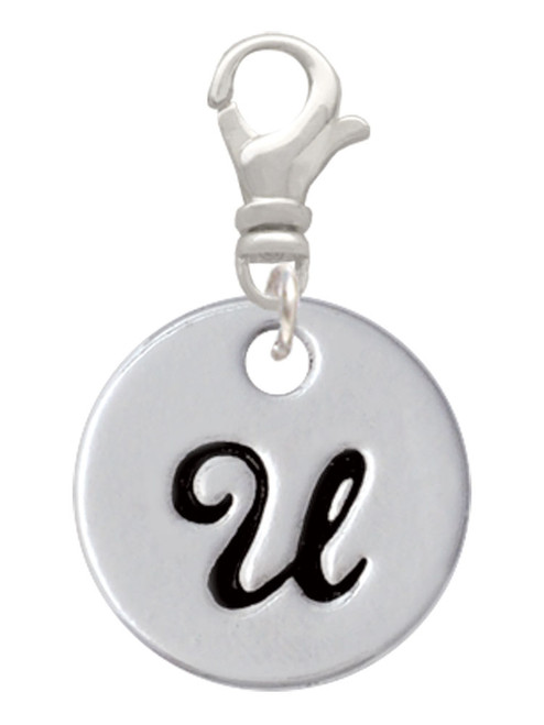Large Script Letter - U - 3/4'' Disc - Clip On Charm