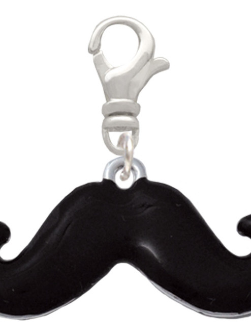 Large Black Enamel Mustache Clip On Charm