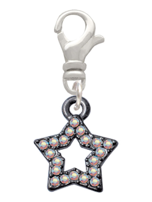 Open Black Star with Clear AB Crystals Clip On Charm