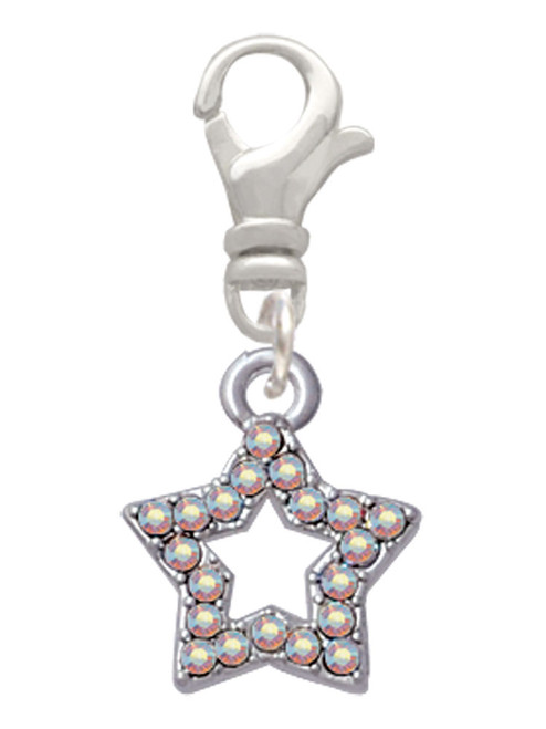Open Star with Clear AB Crystals Clip On Charm
