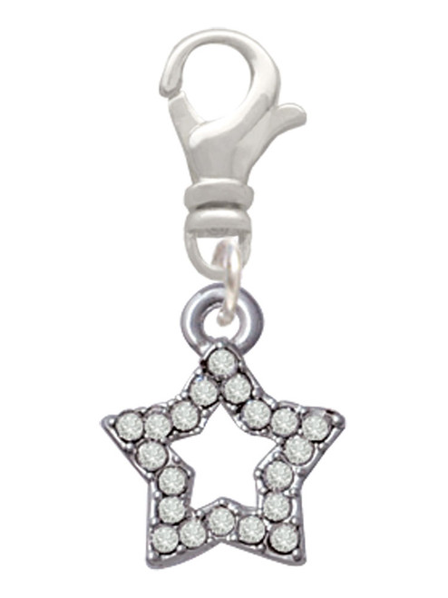 Open Star with Clear Crystals Clip On Charm