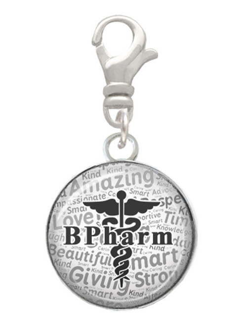 Domed Black B Pharm Clip On Charm