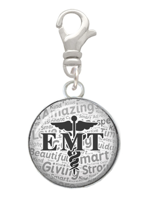 Domed Black EMT Clip On Charm