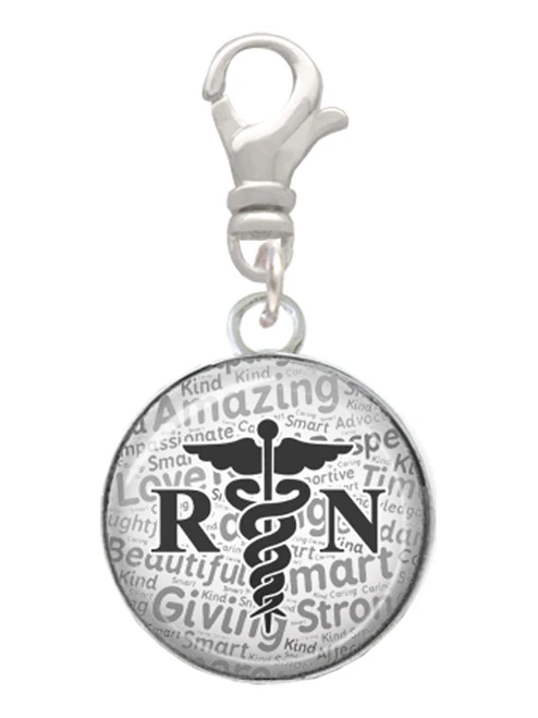 Domed Black RN Clip On Charm