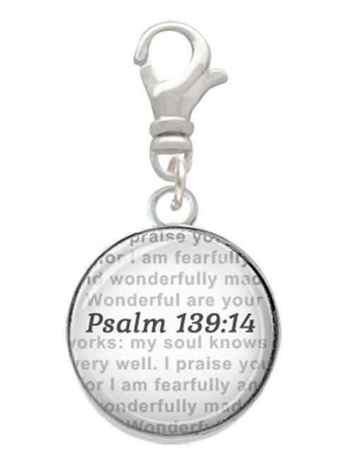 Domed Psalm 139:14 Clip On Charm