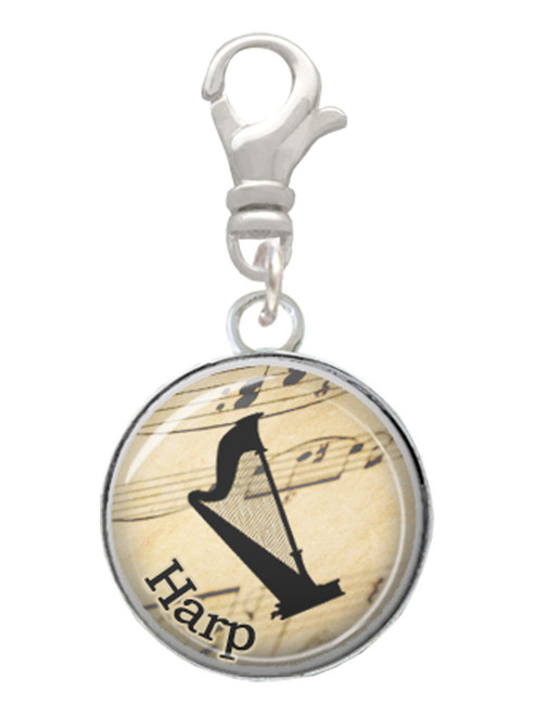 Domed Music - Harp Clip On Charm