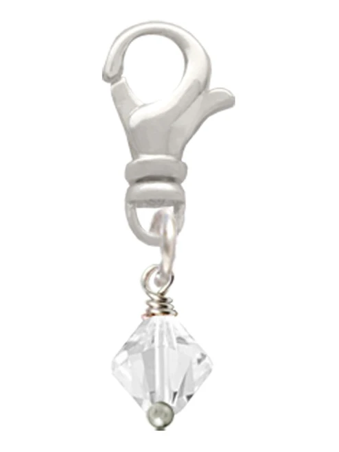 April - Clear - 6mm Crystal Bicone Clip On Charm