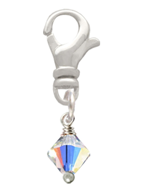 Clear AB - 6mm Crystal Bicone Clip On Charm