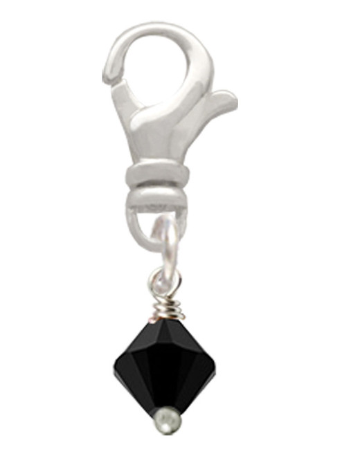 Black - 6mm Crystal Bicone Clip On Charm