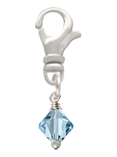 March - Hot Blue - 6mm Crystal Bicone Clip On Charm