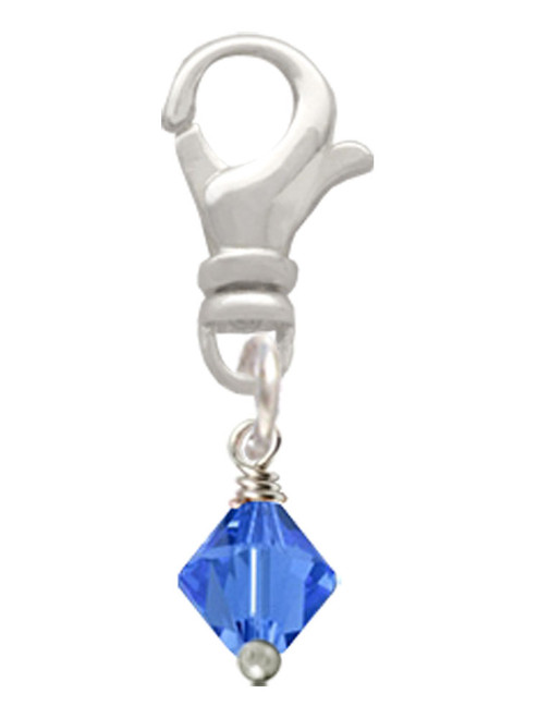 September - Blue - 6mm Crystal Bicone Clip On Charm