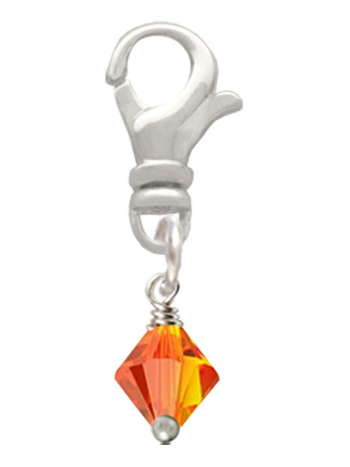 Orange - 6mm Crystal Bicone Clip On Charm