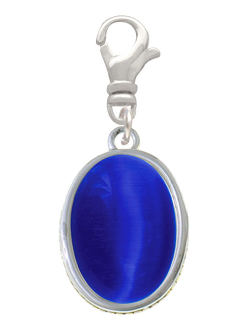 Small Blue Imitation Cat's Eye Clip On Charm
