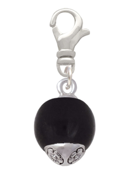 12mm Black Roller Glass Spinner Clip On Charm