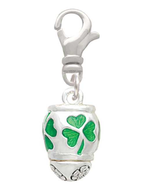 Green Shamrock Spinner Clip On Charm