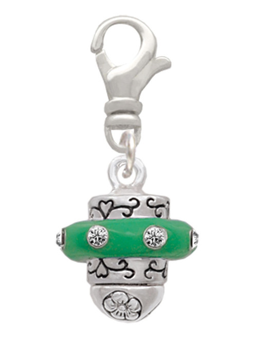 Crystal Green Spinner Clip On Charm