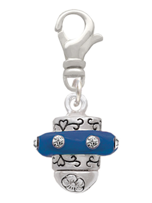 Crystal Navy Blue Spinner Clip On Charm