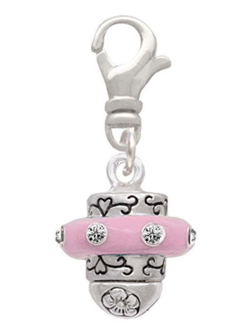 Crystal Pink Spinner Clip On Charm