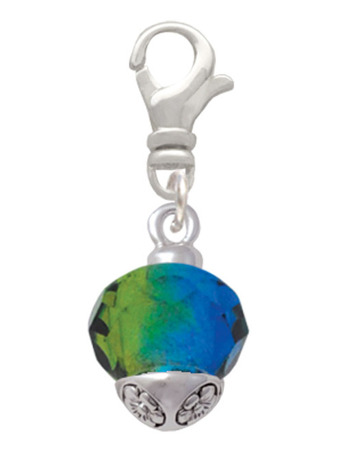 12mm Faceted Hot Blue Glass Spinner Clip On Charm