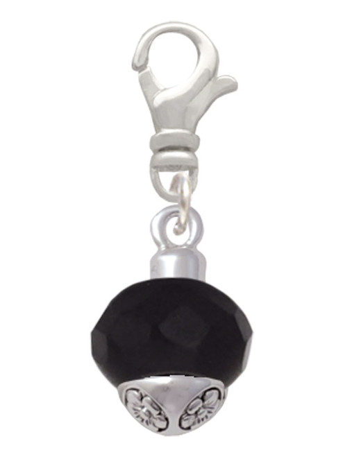 12mm Faceted Black Glass Spinner Clip On Charm
