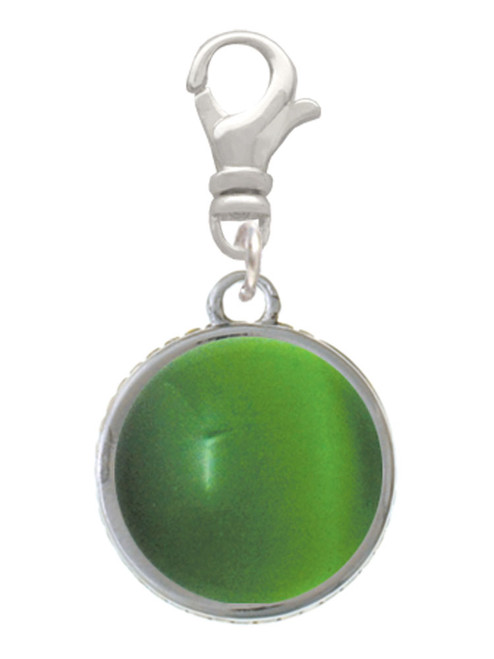 Round - Imitation Cat's Eye - Green - Clip On Charm