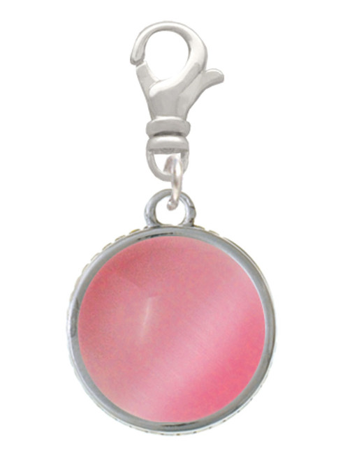 Round - Imitation Cat's Eye - Pink - Clip On Charm
