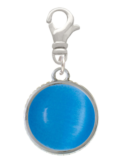 Round - Imitation Cat's Eye - Dark Teal - Clip On Charm