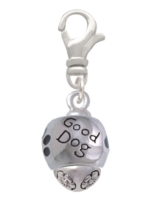 Good Dog with Black Paw Spinners Clip On Charm
