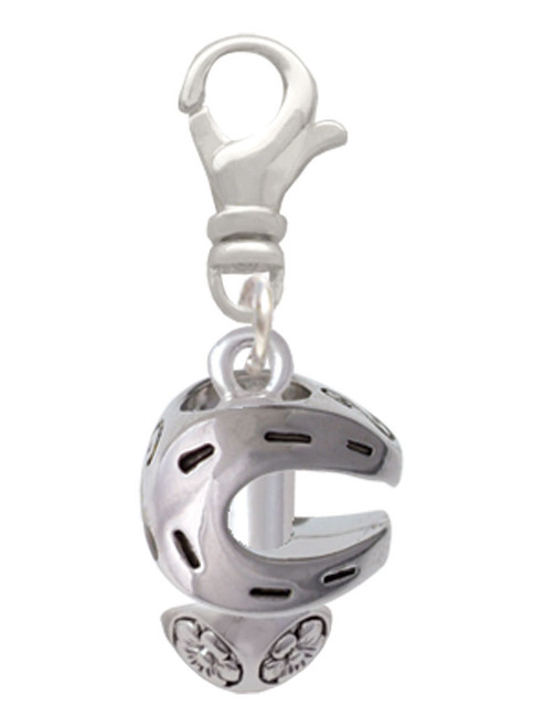 Silver Tone Horseshoe Spinners Clip On Charm
