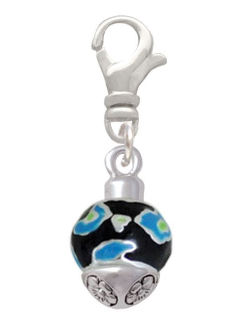 Wide Hot Blue Cheetah Print Band Spinner Clip On Charm