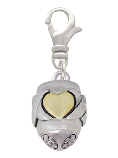 Silver Tone X with Gold Tone Heart Two Tone Spinner Clip On Charm