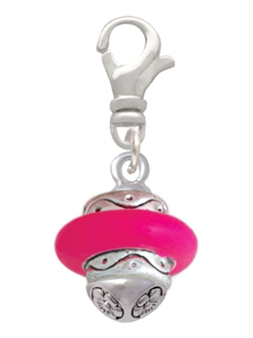 Hot Pink Center Spinner Clip On Charm