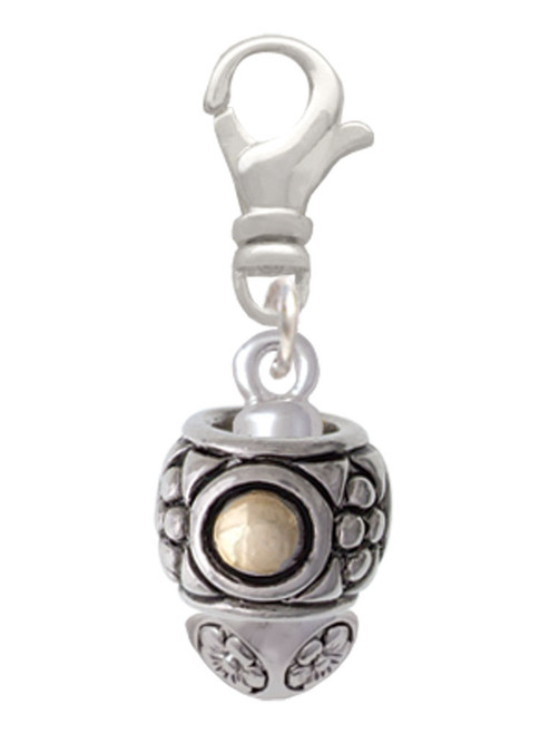 Silver Tone Pattern with 2 Gold Tone Bullets Spinners Clip On Charm