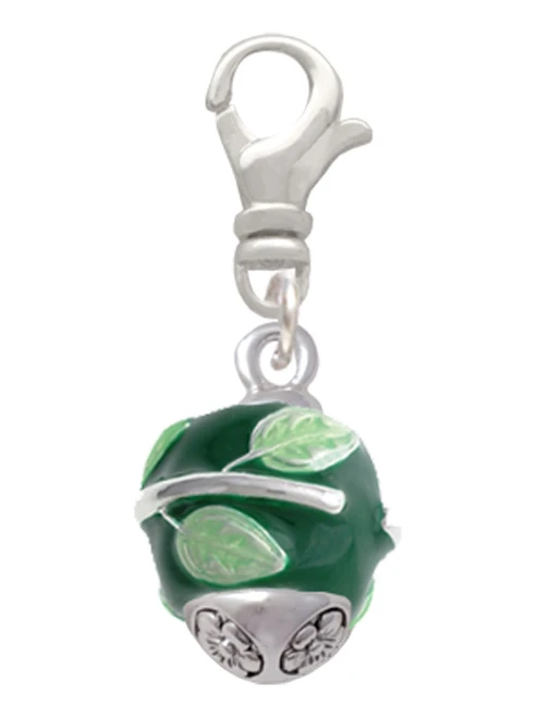 Lime Leaves on Green Band Spinner Clip On Charm