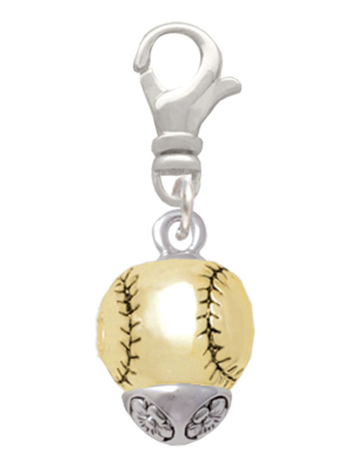 Gold Tone Baseball/Softball Spinner Clip On Charm