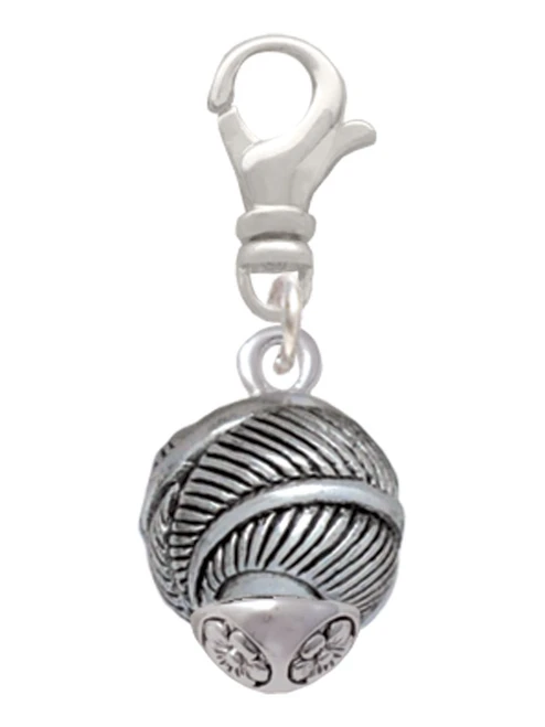 Silver Tone Feather Spinner Clip On Charm