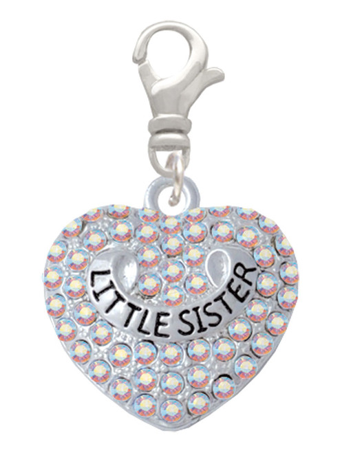 Little Sister on AB Crystal Heart Clip On Charm