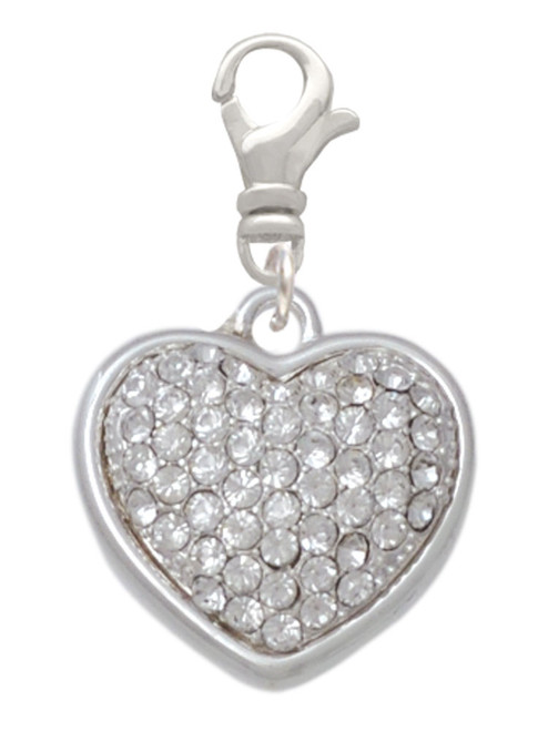 Large Rounded Clear Oktant Crystal Heart Clip On Charm