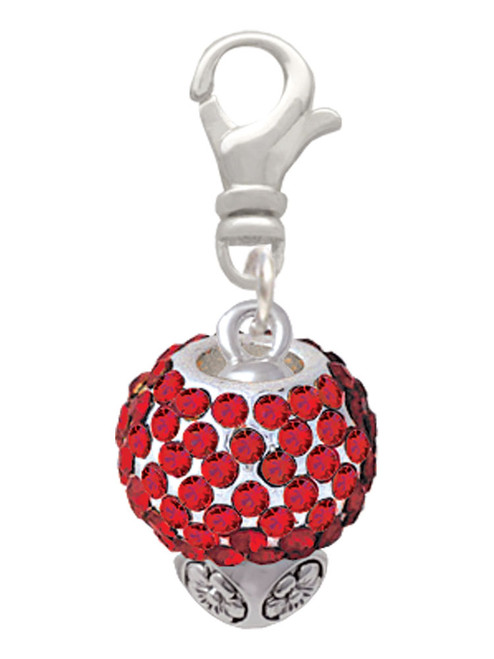 Red Crystal Sparkle Spinner Clip On Charm