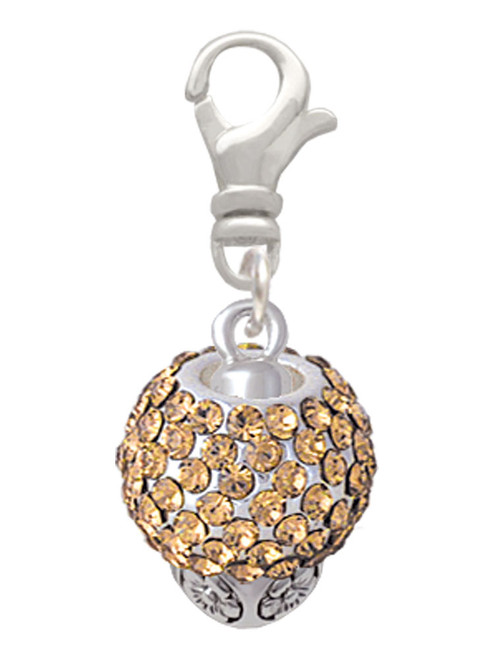 Light Brown Crystal Sparkle Spinner Clip On Charm