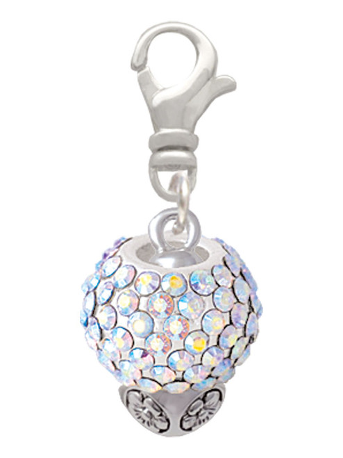 Clear AB Crystal Sparkle Spinner Clip On Charm
