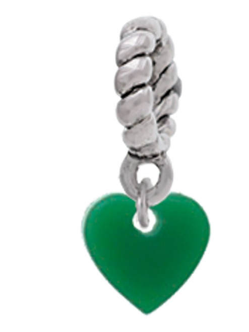 Acrylic 5/16" Green Heart Rope Charm Bead Dangle