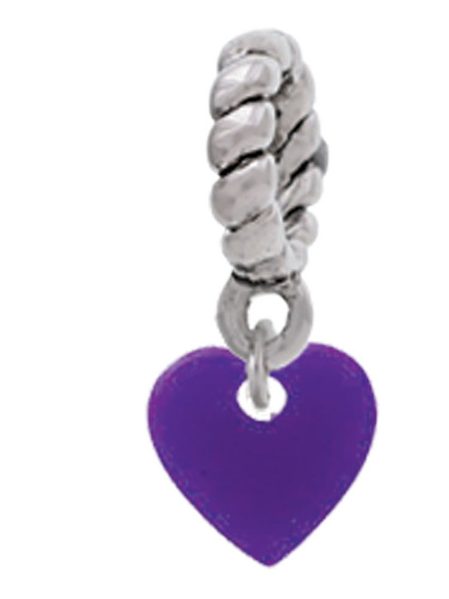 Acrylic 5/16" Purple Heart Rope Charm Bead Dangle