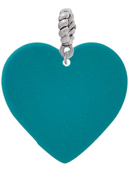 Acrylic 1" Teal Heart Rope Charm Bead Dangle